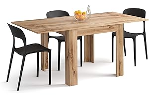 Mobili Fiver, Tavolo Quadrato Allungabile a libro Eldorado, 90x(180) x90 cm, Rovere Rustico, per 4-8 persone, Tavolo Cucina, Made in Italy