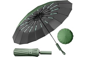 LENDOO Ombrello Pieghevole Antivento,Ombrello Automatico Ombrello Compatto Pieghevole a 16 Costole, Grande Ombrello Tascabile Con Apertura Automatica, Antivento Anti UV