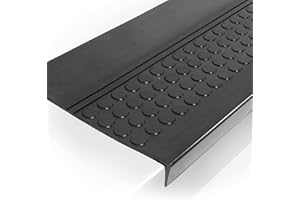 ANRO Gumowe maty na schody, do użytku na zewnątrz/wewnątrz, antypoślizgowe, możliwość spersonalizowania, czarne, rozmiar 120 x 30 x 4 cm