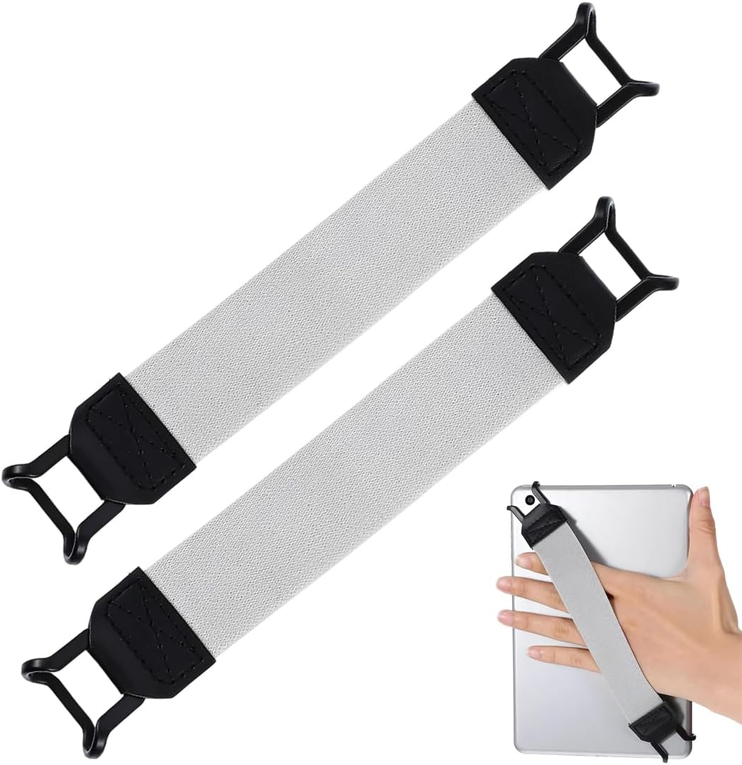 ZAKTUS 2 piezas de correa de mano para tablet, soporte para tablet con agarre para los dedos, ligero y portátil, correa de mano muy elástica, agarre para tablet para dispositivos de lectura (20*3 cm)