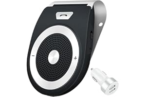 Aigital Kit Vivavoce Bluetooth da Auto, Vivavoce Bluetooth per Aletta Parasole Handsfree Car Speaker con Siri, Assistente vocale Google Auto Accensione Lettore Musicale GPS dal Telefono iPhone
