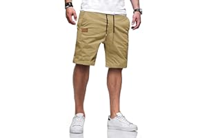 TARAINYA Short Homme Coton éTé Taille Elastique avec Poches Short Chino Homme Regular Fit