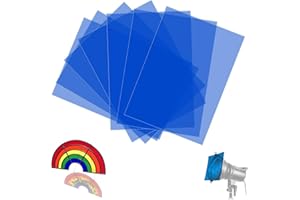 SWTYExt 7 Pezzi Filtri Fotografici 29,7 x 21 cm Gelatine Fotografiche Blu Colori Filtri Trasparente Sovrapponibili Filtri A4 per Luce LED Studio Flash Fotografico Correzione Colore DIY