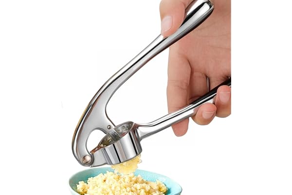 Garlic Press vitlökspress kökshjälpmedel – högkvalitativ vitlökspress med ergonomisk spak – effektiv vitlöksbrytning för mer puré