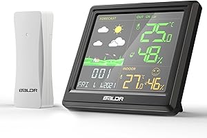 BALDR Stazione Meteo Meteorologica Wireless Con Sensori Esterni Professionali Termometro Igrometro Sveglia Con Schermo a Colori per Visualizzare Meteo, Ora, Data, Temperatura, Umidità, Temperatura
