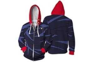 KEWING Unisex Anime Jujutsu Kaisen Casual Sudadera con Capucha de Manga Larga Yuji Itadori Pullover Gojo Satoru Sudaderas Traje de Cosplay 3D