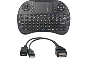 Mini clavier sans fil – Contrôleur 2,4 GHz avec souris tactile et câble OTG Combo par TV xStream, compatible avec Firesticks, Android TV Box, IPTV, 4K Media Stick, Smart TV, PC, X-Box, etc.