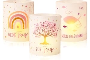 BETESSIN 12 Windlicht Tischdeko Taufe Teelicht Lichthülle Schön DASS du da bist Mini Kerzen Deko Rosa Kommunion Tischlichter Weihnachten Konfirmation Erstkommunion Teelicht Kerzen Dekoration