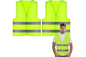 SALADOCY 2 Stück Warnwesten Auto, Warnweste Auto Damen Herren Erwachsene, high Visibility Vest, Einheitsgröße, Sicherheits Set