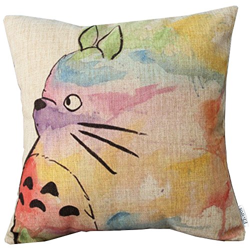 Elviros Dekorativ Baumwoll Leinen Mix Kissenbezug 45 x 45cm Totoro