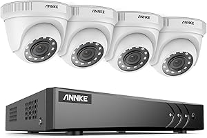 ANNKE Kit Caméra de Surveillance Exterieure 5MP Lite H.265+ DVR avec 4 Caméras 1080p de Vidéosurveillance Blancs et Etanches,Détection de Personne/Véhicule,Accès à Distance Système de Sécurité(No HDD)