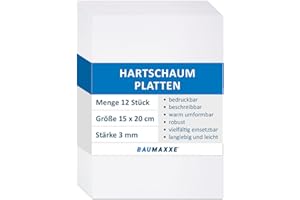 Baumaxxe 12er Set PVC Hartschaum-Platten weiß I 15 x 20 cm I 3 mm I mit einseitiger Schutzfolie I Kunststoff Zuschnitt I Innen und Außenbereich I az224