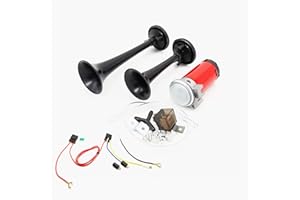 YIYIDA Bocina de coche air horn trompa135db bocina de aire trompeta de doble tono contiene tonos agudos bajo y un kit de bomba de aire de compresor para cualquier camión de 12V coche SUV barco etc