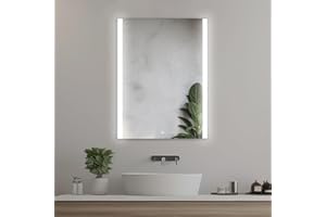 Home Glow 50x70 cm Prostokątne Lustro Łazienkowe z Oświetleniem LED Podświetlone Lustro z Włącznikiem Lustro Łazienkowe LED z Podświetlanymi Krawędziami Bocznymi