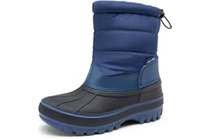 DREAM PAIRS Boys Girls Snow Boots Water-Resistant Outdoor Warm Cozy Anti-Slip Mid Calf Faux Fur Lining Winter Shoes for Toddler/Little/Big Kids