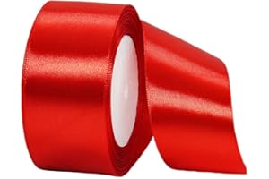 HONGCI Cinta Roja Ancha 40mm, Satén Regalo, Tela, Lazo, Globos, Envolver Regalos, Navidad, Coche, Manualidades, Boda, Cumpleaños, Fiesta Decoración