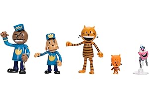 Dog Man Movie Action Figures Multipack Set by Jakks Pacific, Includes 6.3 cm Articulated Scale Figures - Inspired by the Dog Man Movie Toys, Lil Petey, Petey, Chief, and Flippy!