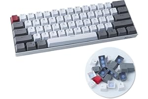 Sunzit Tastenkappen, 61 Stück, PBT, Mechanisch, Hintergrundbeleuchtung, Grau/Weiß, Cherry Profil, für RK61 / GH60 / ALT61 / Annie / Keyboard Poker