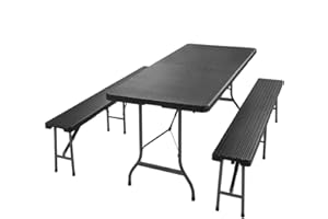 Casaria Conjunto Mesa Bancos Plástico 180x75x73cm Set Muebles de Cerveza Picnic Camping Jardín Plegable