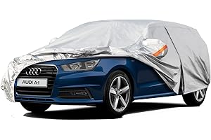 Telo Copriauto, Kayme Copertura per Auto Impermeabile, Compatibile con Audi A1 (2012-2024), Anti UV Anti Vento Antipolvere a 6 Strati con Cerniera e in Cotone.(Consegna in 3-7 giorni)
