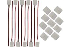 CESFONJER 10 PCS Connettore cavo da a 2 pin, 10 PCS 2 poli rapido connettore per 3528 striscia LED Unico colore senza saldatura