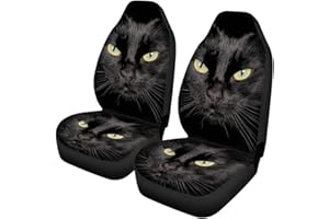 Woisttop Autositzbezüge, schwarz, Katze, 2 Stück, nur für Vordersitz, sehr weich, universell, Autositzbezug, strapazierfähig, waschbar