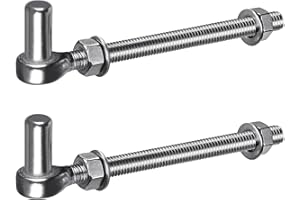 Insaga Gate Hinge M12, 2pcs Heavy Duty 16mm Hook to Bolt Pin Hook Hinge Hanger Field Gate Hinge Stainless Steel Metal Garden Gate Hardware for Farm Gate/Wooden Fence/Driveway, up to 440lbs, 200mm