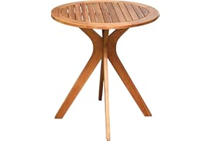 Giantex Eukaliptusowy drewniany stolik kawowy na zewnątrz, okrągły stolik pomocniczy φ70 cm z krzyżowymi nogami, stylowy stół bistro do ogrodu, patio, stolika kawowego w ogrodzie, 70 x 70 x 76 cm