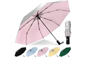 HEXSOLID 42/46 Inch UV Schirm Regenschirm Sturmfest Sonnenschirm Hand Automatik Umbrella Regenschirm Reise Winddichter Wasserdicht Mit 8 Rippen für Herren und Damen