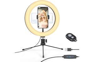 CORNESTY Ring Light, 10.2"LED Ring Light with Tripod Stand & 360° Phone Holder, Dimmable Selfie Ring Light for Live Streaming, Makeup, YouTube, TikTok Video, Photography