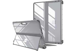 FINTIE Hybrydowe etui kompatybilne z Microsoft Surface Pro 9 (2022) 13", odporne na wstrząsy, przezroczysta obudowa z TPU wytrzymała ramka dopasowana do klawiatury + oryginalna podpórka, szare
