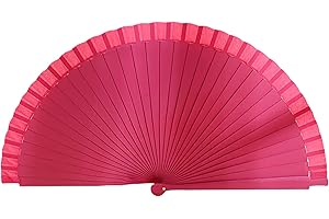 ROADOOR Ventaglio pieghevole in legno colorato tenuto in mano, classico spagnolo ventilatore cinese in stile cinese Theaceae in legno pieghevole ventilatori tenuti in mano, danza Cosplay matrimonio rosa rosso