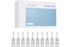 BESTAUTY 10 Pcs Agujas Originales Dr.pen Nano-R, Compatible con Dr.pen Ultima A10, Estimula el Colágeno para Combatir las Arrugas, Cartuchos de Tinta de Repuesto Dr.pen Dermapen Profesional (Nano-R, 10 Pcs)