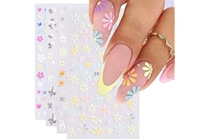 ‎CHARFIA Nagelsticker Selbstklebend, 4 Blatt 5D Nail Art Sticker, Blumen Nagelaufkleber, 5D Stereoskopisch Nagelsticker Nagel Stickers Nageldesign Nagelfolie Selbstklebend Nagelfolien für DIY Nagel Dekoration