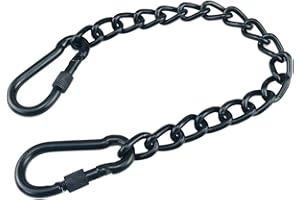 Faderr Hanging Chair Chain, Chain with Two Carabiners, Chair Hardware Swing Hooks, Stainless Steel Hanging Chair Chain with Two Carabiners, Max Load 400lb(black,size:99cm) (66cm)