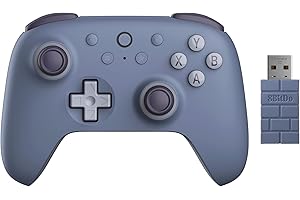 AKNES 8Bitdo Ultimate 2C 2.4G Kontroler Bezprzewodowy dla Windows PC i Android, z Joystickami z Efektem Halla i Triggerami Halla, 1000 Hz Polling Rate i Mapowalne Przyciski L4/R4 (Blueberry)