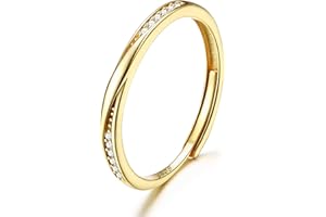JeweBella 2MM Ring Silber 925 Damen Verstellbare Fingerring Eheringe Trauringe Engagement Verlobungsring Damen Frauen Zirkonia Promise Ring Schmuck Geschenke Silber/Gold/Roségold
