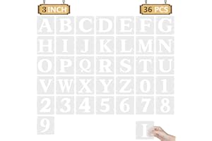 LYHURK Stencil, 36 stencil per alfabeto artistico artigianale, modelli di numeri in plastica riutilizzabili, stencil per lettere per dipingere su legno, parete, tessuto, roccia,lavagna,segnaletica (7.5 CM)