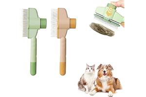 VIECHOES 2 Stück Selbstreinigender Flohkamm,Haustierkamm für Hunde und Katzen,katzen bürste,fellblitzbürste,Selbstreinigende Haustierbürste für Langhaar und Kurzhaarkatzen