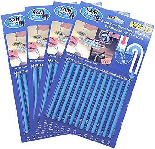 Sani Sticks Cleaning Tubes Bar Deodorant Pipe Cleaning Sticks Enzymatic Drain Cleaning Sticks Blue (48 Sticks)