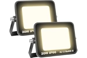 Willpower 2pcs Faretto LED da Esterno 20W 2000LM Faro LED Bianca Caldo 4000K Proiettore LED Impermeabile Lampada Luce di Sicurezza a LED Illuminazione per Giardino Garage Cortile Patio Corridoio