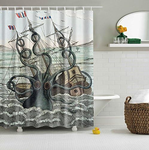 Colorfulworld Digital Printed Antibacterial Screen Mildew Proof 100% Polyester Water Resistant Fabric Shower Curtain Anti Mould Washable 150 x 180 cm