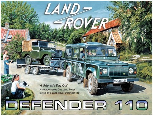 Land rover defender 110 by trevor mitchell metal sign-large