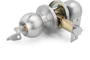 Qrity Klamka do drzwi wejściowych ze stali nierdzewnej, zestaw blokujących, zamek na klucze, miedziany rdzeń zamka, rozmiar zatrzasku, 60/70 mm, 2 szt