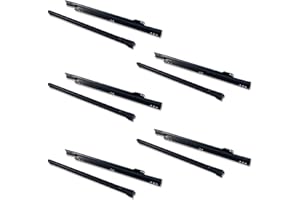 Emuca - Guida-Binario con Cuscinetti a Rulli per Cassetto, Verniciato Nero, 400 mm, Set di 5