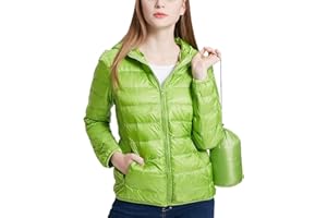 QCHENG Donna Giacche Corto Piumino Cappotto Ultraleggeri Trapuntato con cappuccio Packable Inverno Giacca
