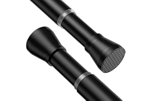 HAOYUNTE Shower Curtain Pole 115-195cm 1Pcs Extendable Curtain Poles No Drilling Black Tension Rods for Curtains Non-Slip Shower Curtain Rail Non-Rust for Wardrobe，Window and Bathroom