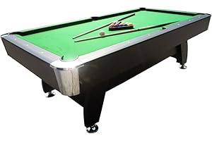 PLAY4FUN Billard Americain avec Retour de Boules Automatique et Accessoires - Marron et Tapis Vert - 214 x 123 x 83 cm