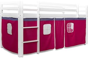 ‎HOMESTYLE4U Homestyle4u 1519 Bed Bumper Bed Curtain for Bunk Bed Curtain Fabric Cotton Pink Magenta