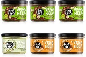 Feel FIT VEGANELA sans sucres ajoutés : 3xpâte à tartiner au cacao et aux noisettes, 2xpâte à tartiner au caramel salé, 1xcrème de pistache 45%, paquet de 6 (6 x 200 g)
